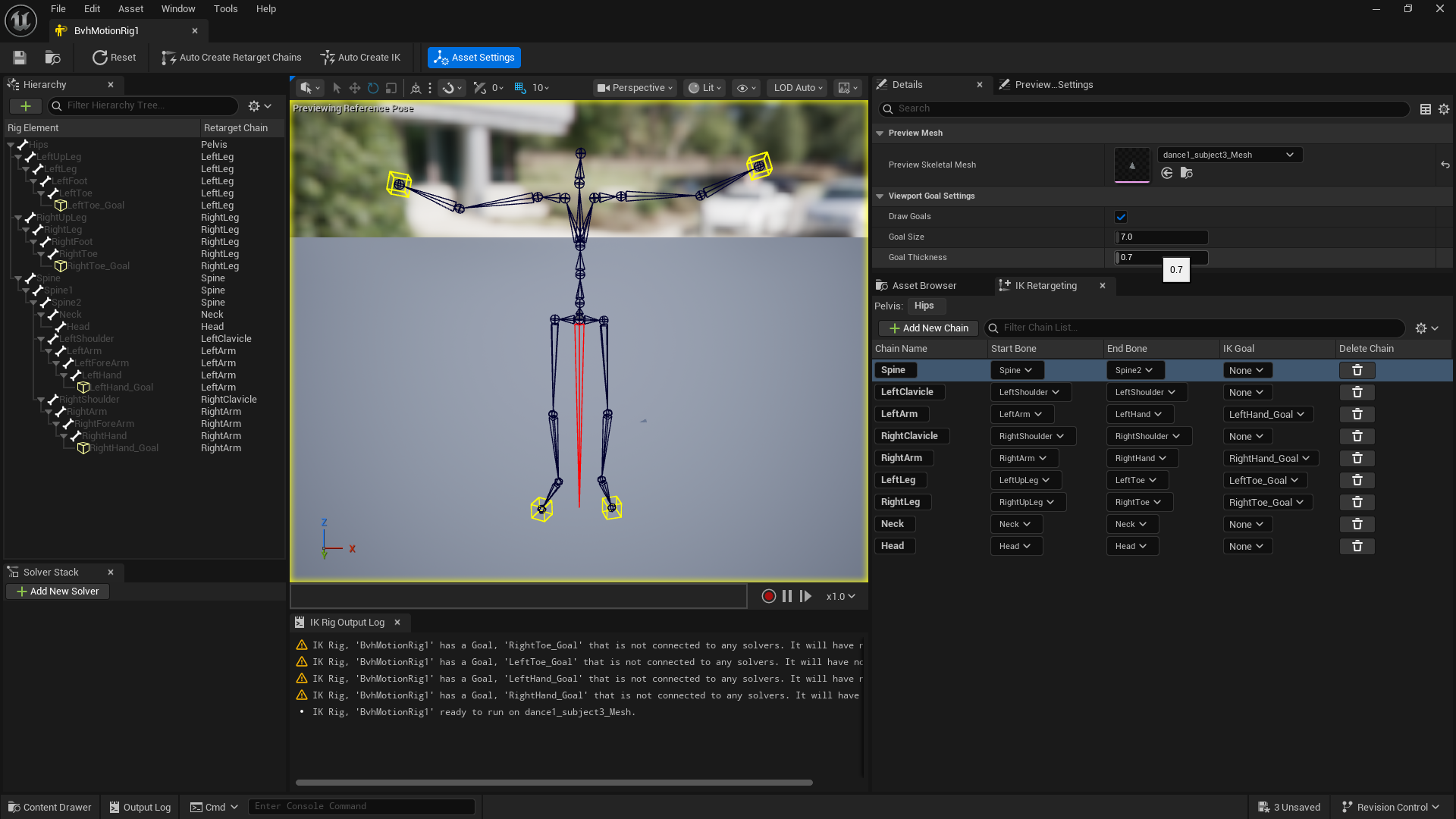 Example IKRig Setup for Imported Skeleton